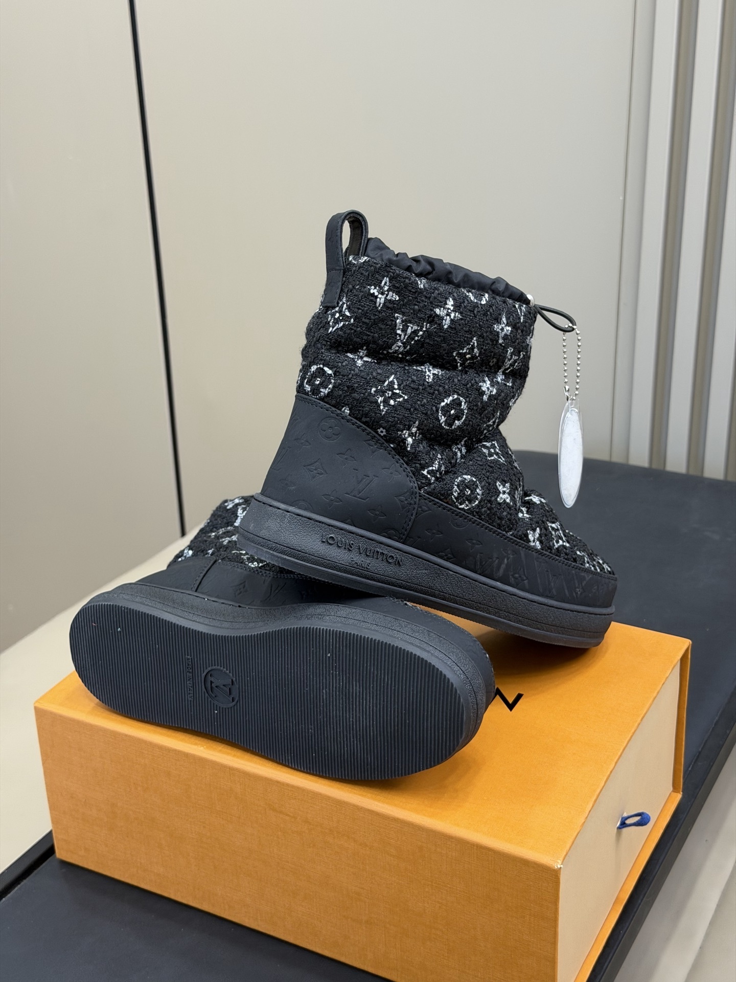 Louis Vuitton Black Monogram Tweed Pillow Comfort Snow Boots