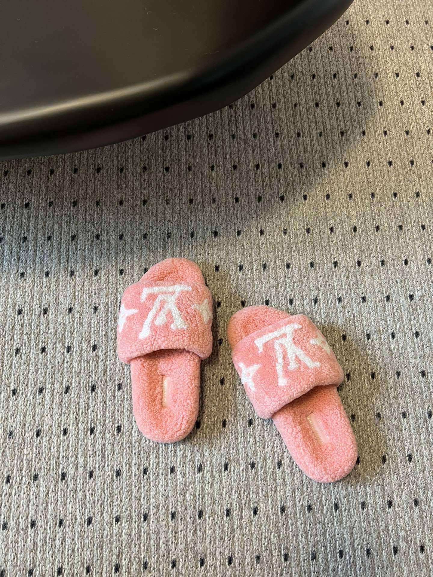 LV Pink Monogram Shearling Slippers - Women's Luxury Comfort Slides