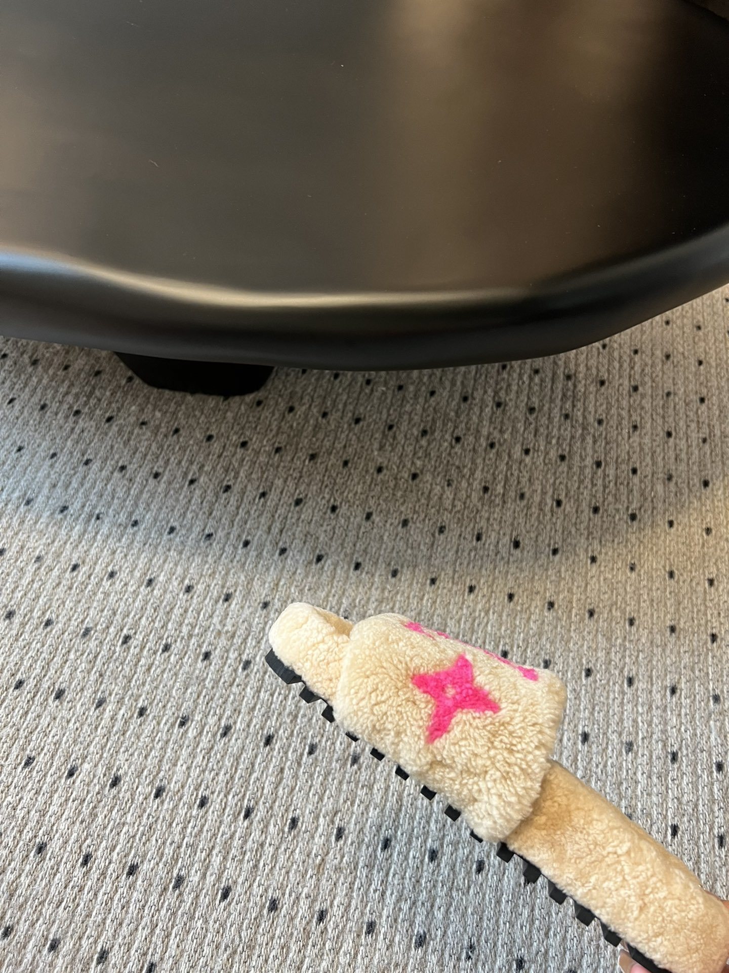Louis Vuitton Plush Beige Slippers - Pink LV Logo Shearling Slides