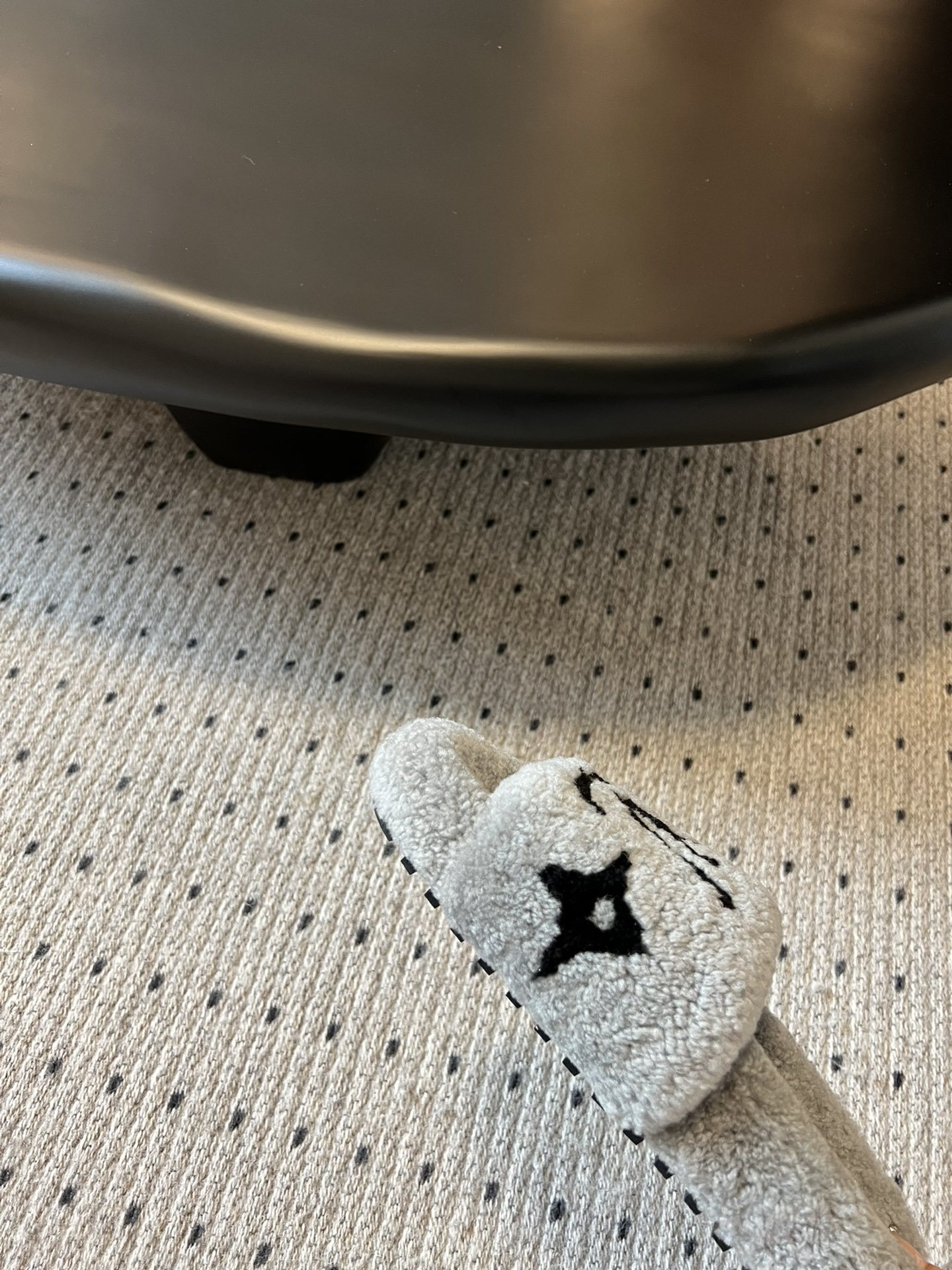 Louis Vuitton Monogram Fluffy Shearling Slides - Grey Luxury Mules