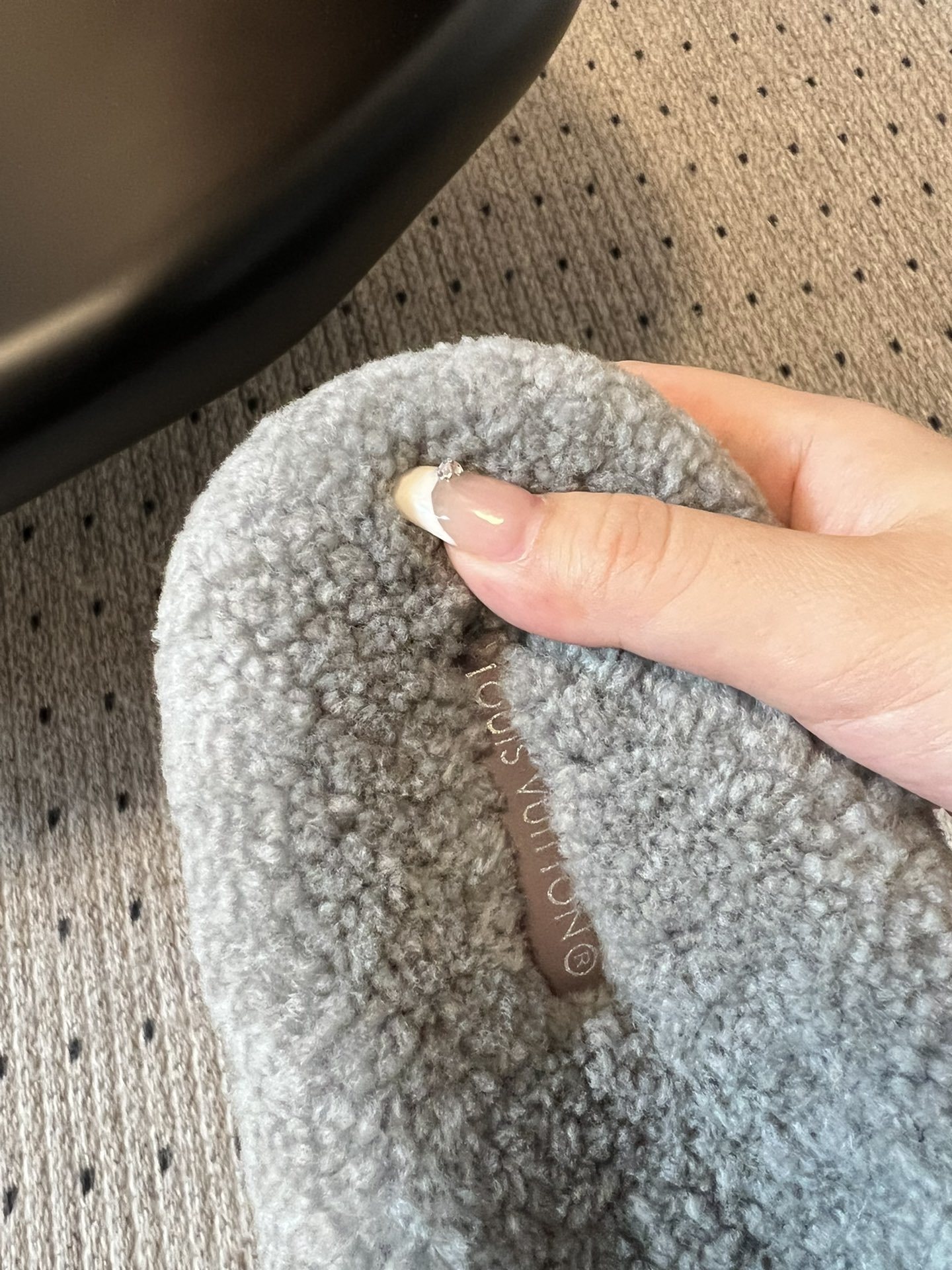 Louis Vuitton Monogram Fluffy Shearling Slides - Grey Luxury Mules