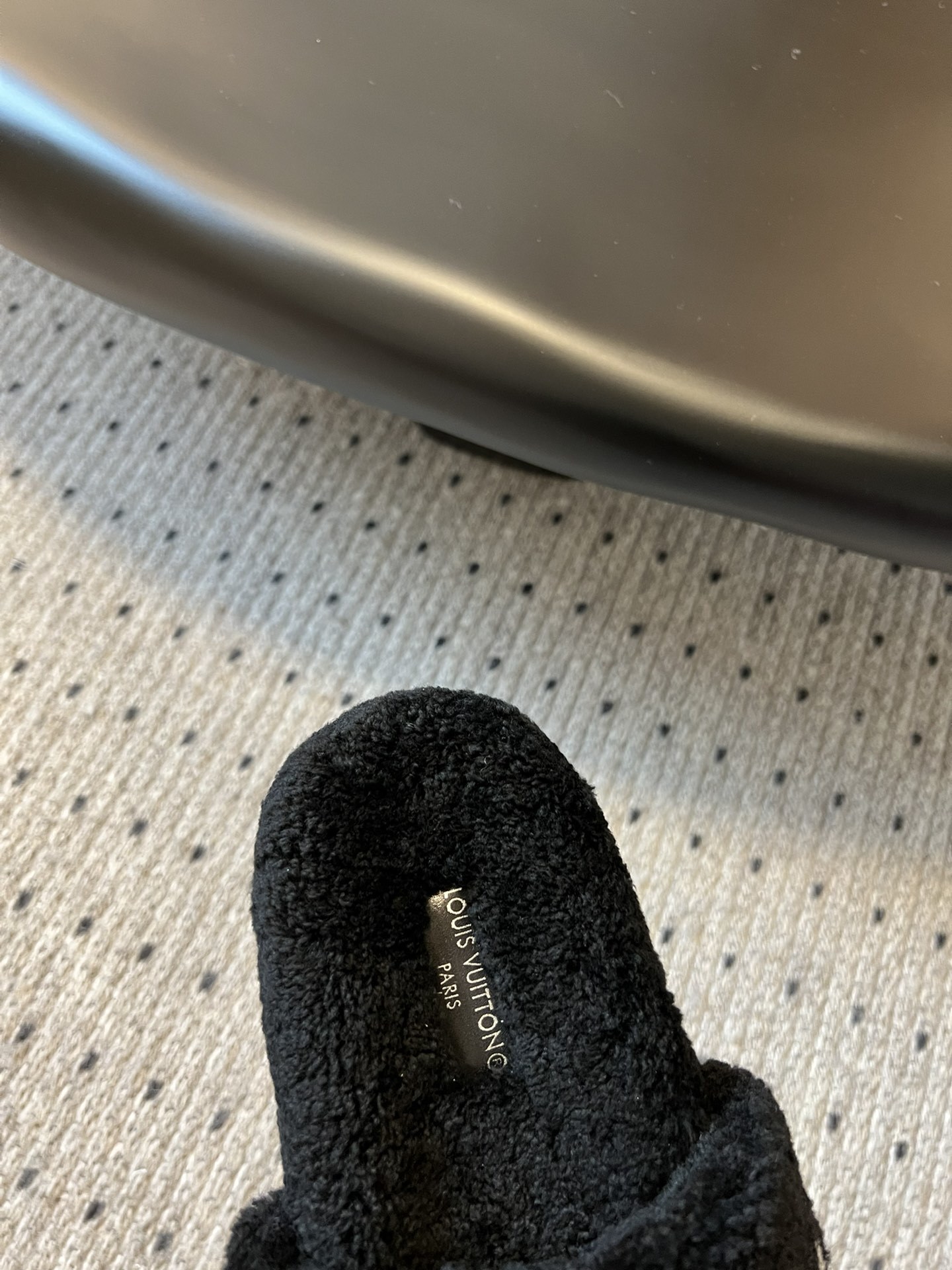 Louis Vuitton Luxury Black Monogram Fluffy Shearling Slides