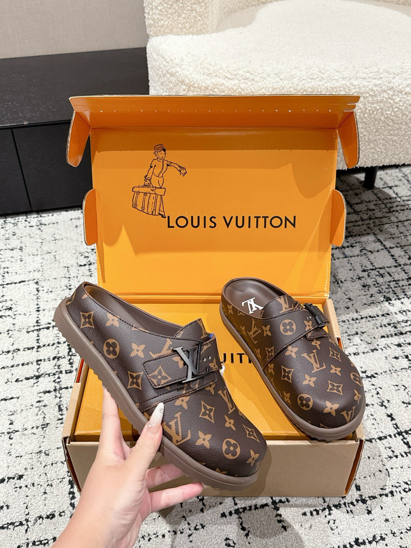 Louis Vuitton Monogram Canvas Clogs - Luxury Brown Mules