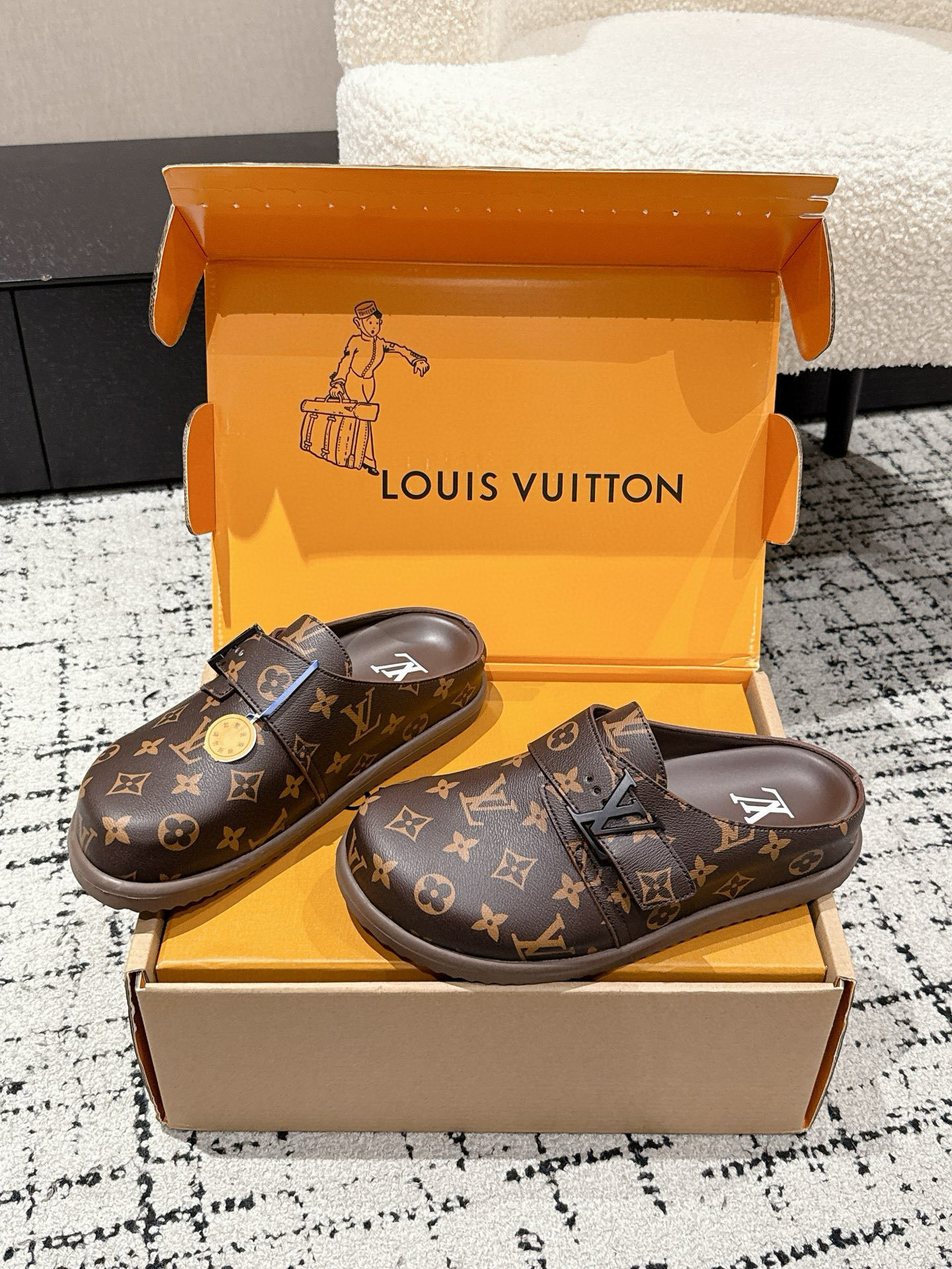 Louis Vuitton Monogram Canvas Clogs - Luxury Brown Mules
