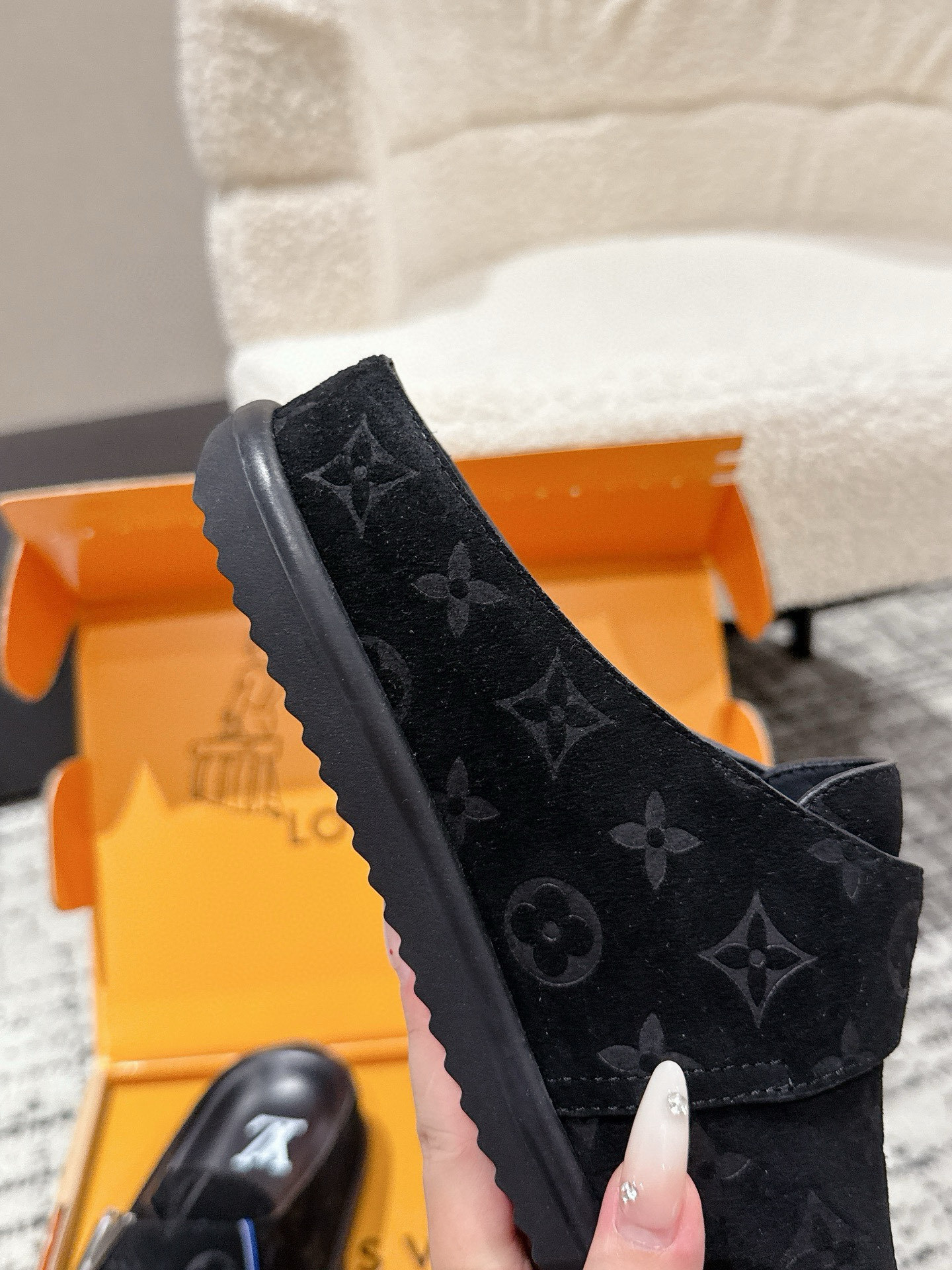 Louis Vuitton Men's Monogram Suede Boston Mules - Black