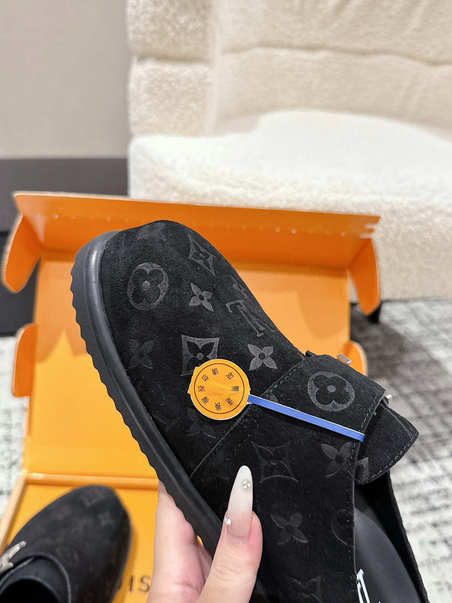 Louis Vuitton Men's Monogram Suede Boston Mules - Black