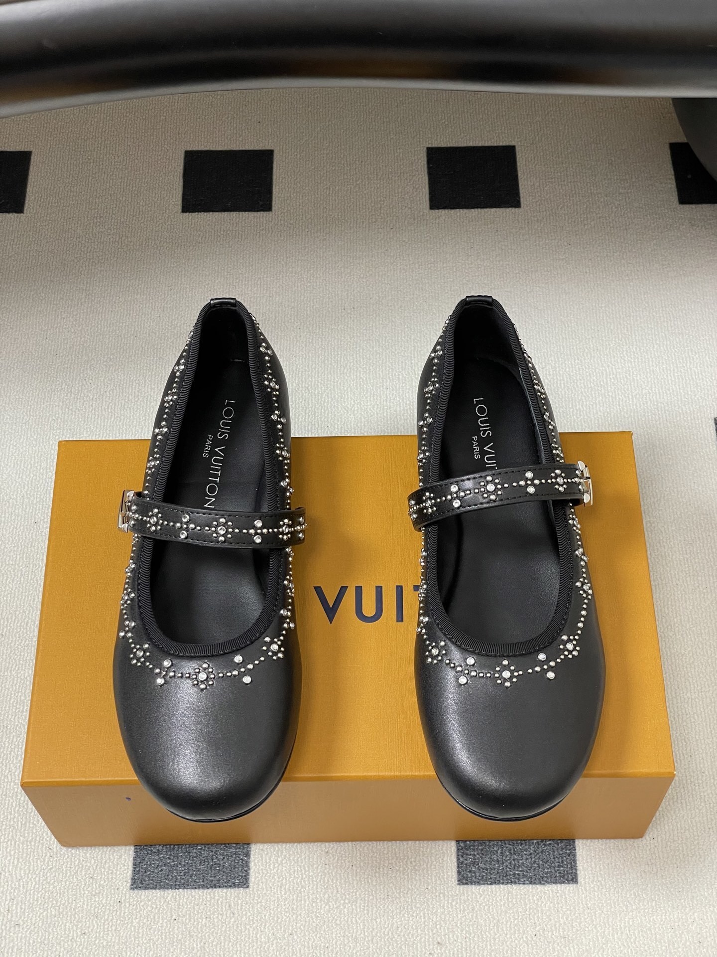 Girls Black Rhinestone Mary Jane Flats - Elegant Dress Shoes