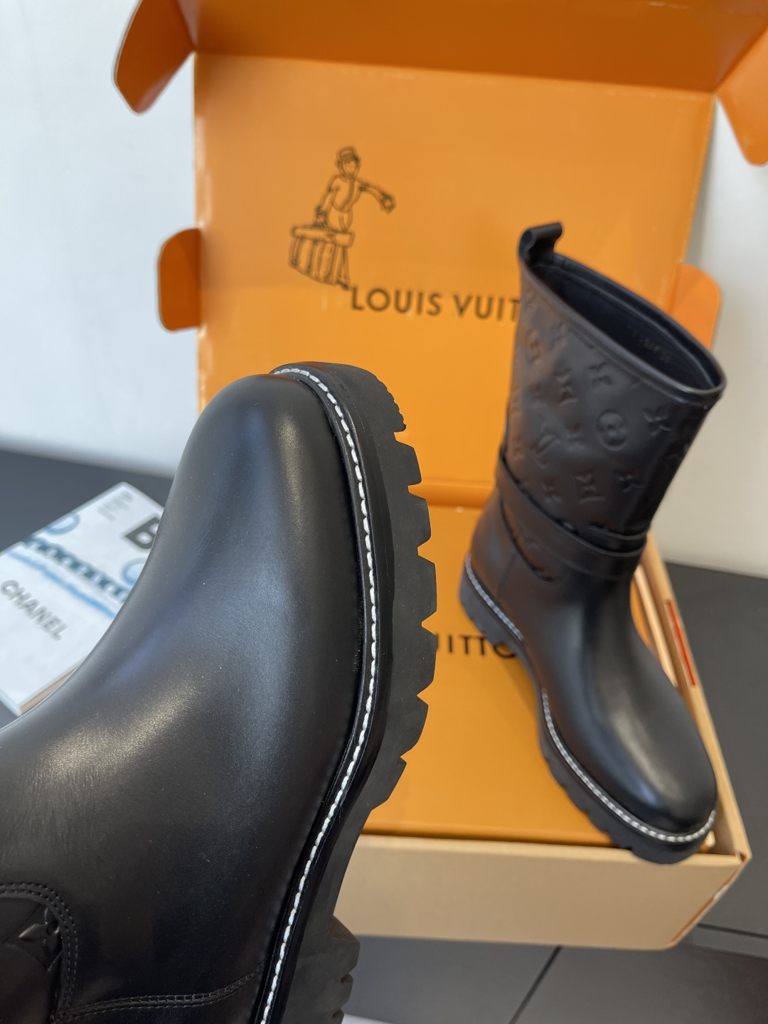 Louis Vuitton Monogram Embossed Leather Ranger Boots - Black