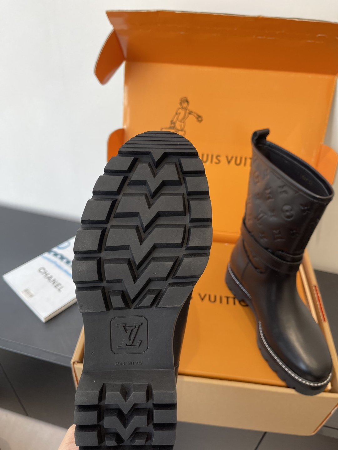 Louis Vuitton Monogram Embossed Leather Ranger Boots - Black