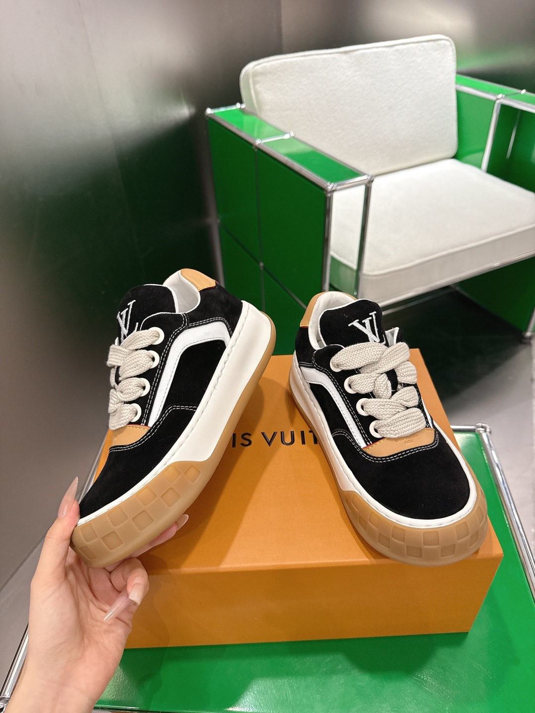 Louis Vuitton LV Skate Sneaker Black Suede Gum Sole Designer Shoes