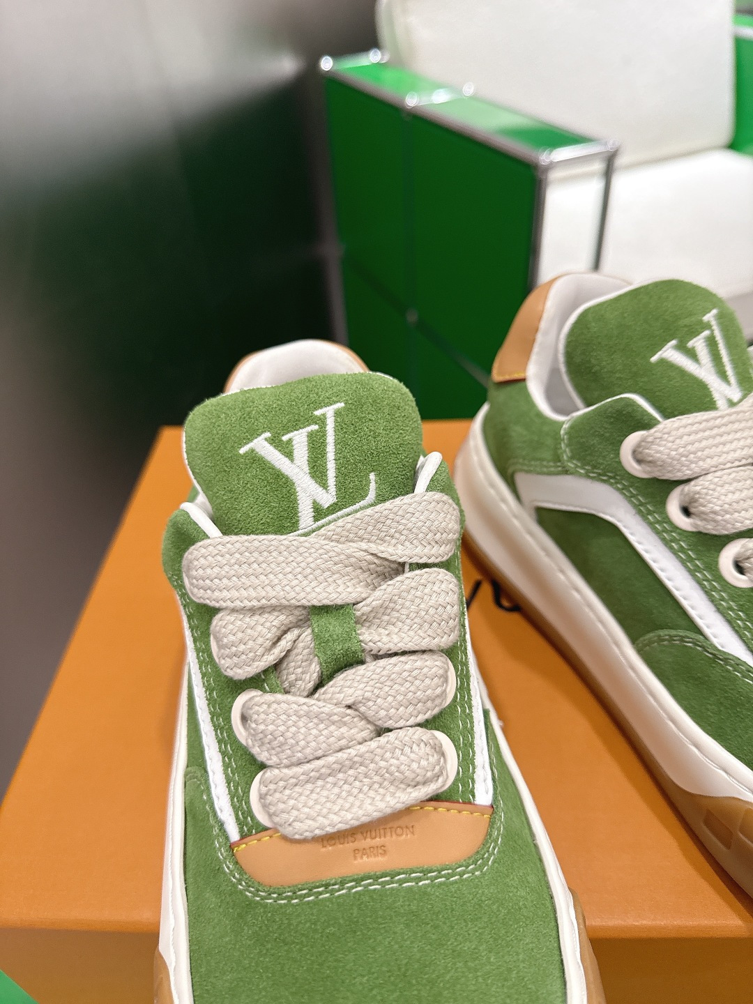 Louis Vuitton Skate Sneaker - Green Suede Luxury Designer Footwear