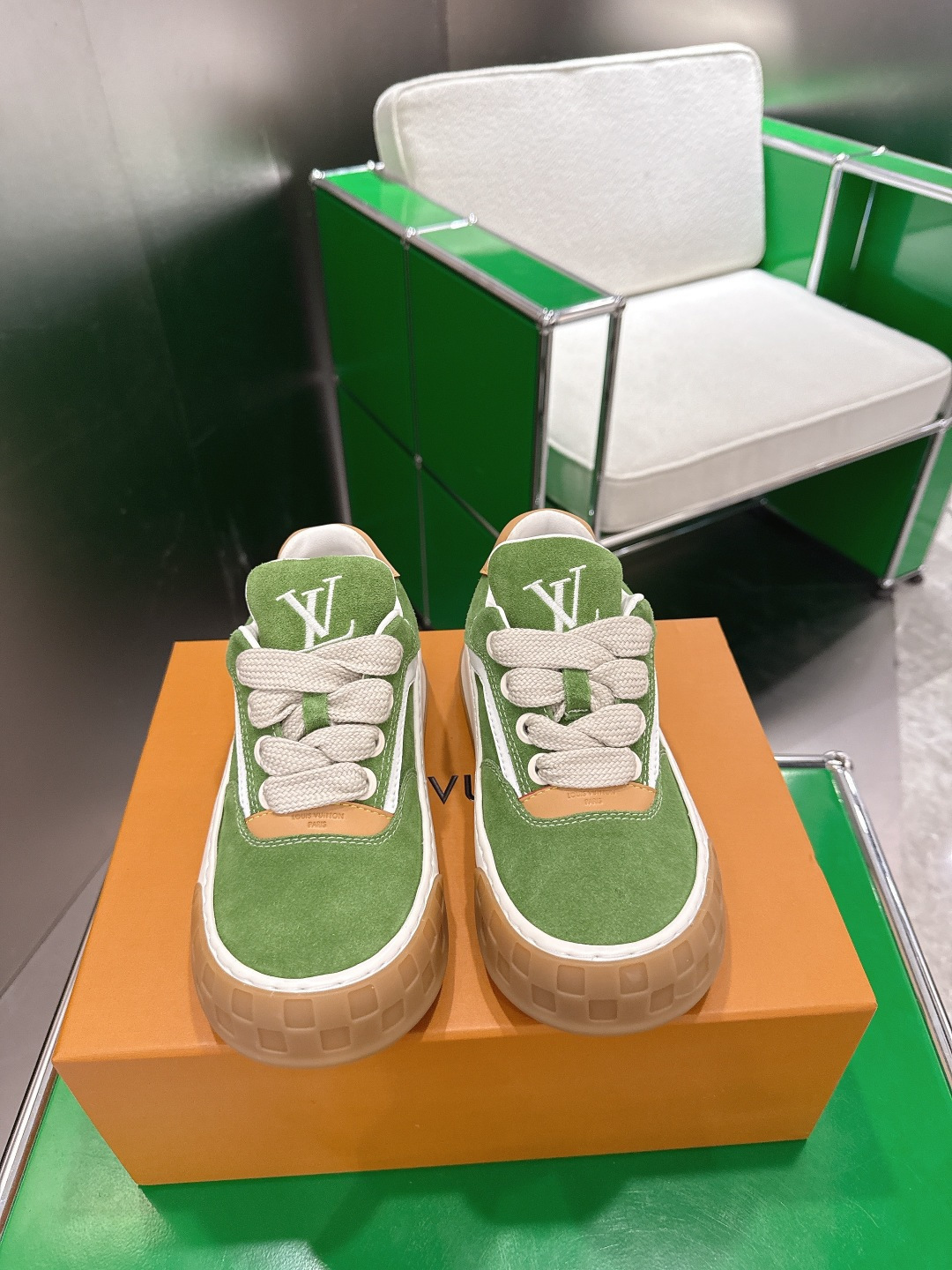 Louis Vuitton Skate Sneaker – Green Suede Luxury Designer Footwear