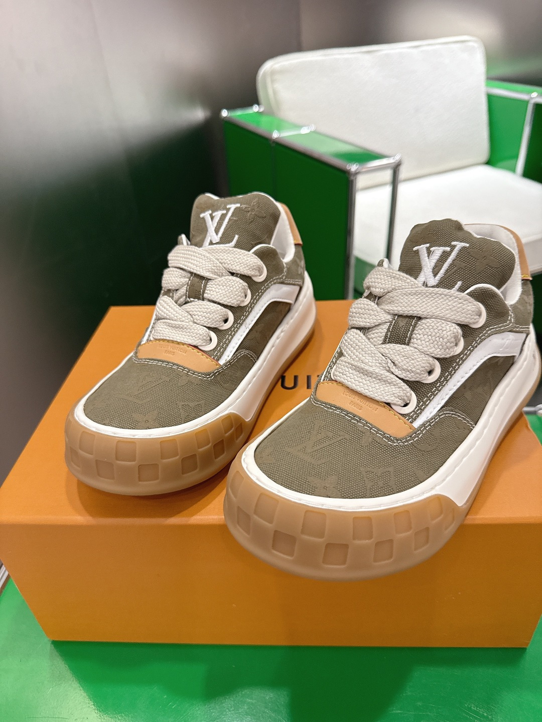 Louis Vuitton LV Skate Sneaker Khaki Green Monogram Canvas