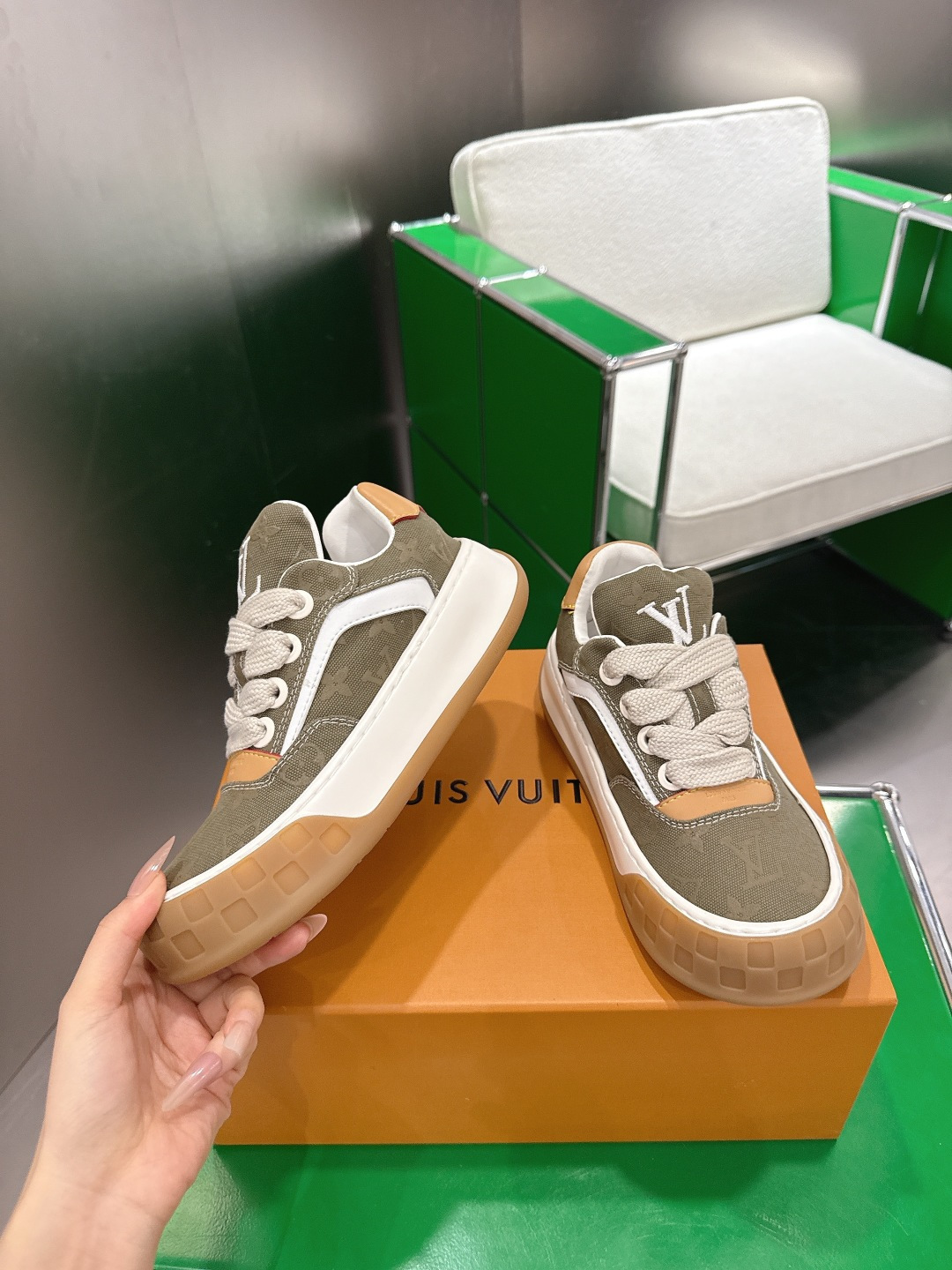 Louis Vuitton LV Skate Sneaker Khaki Green Monogram Canvas