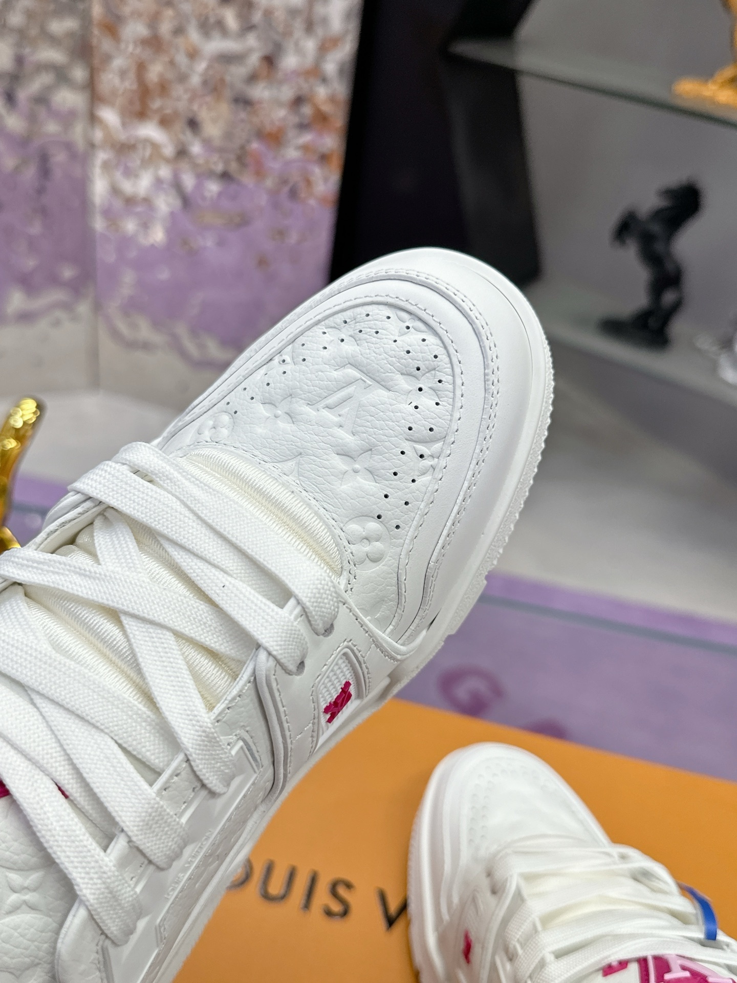Louis Vuitton LV Trainer White Pink Sakura Cherry Blossom Sneakers