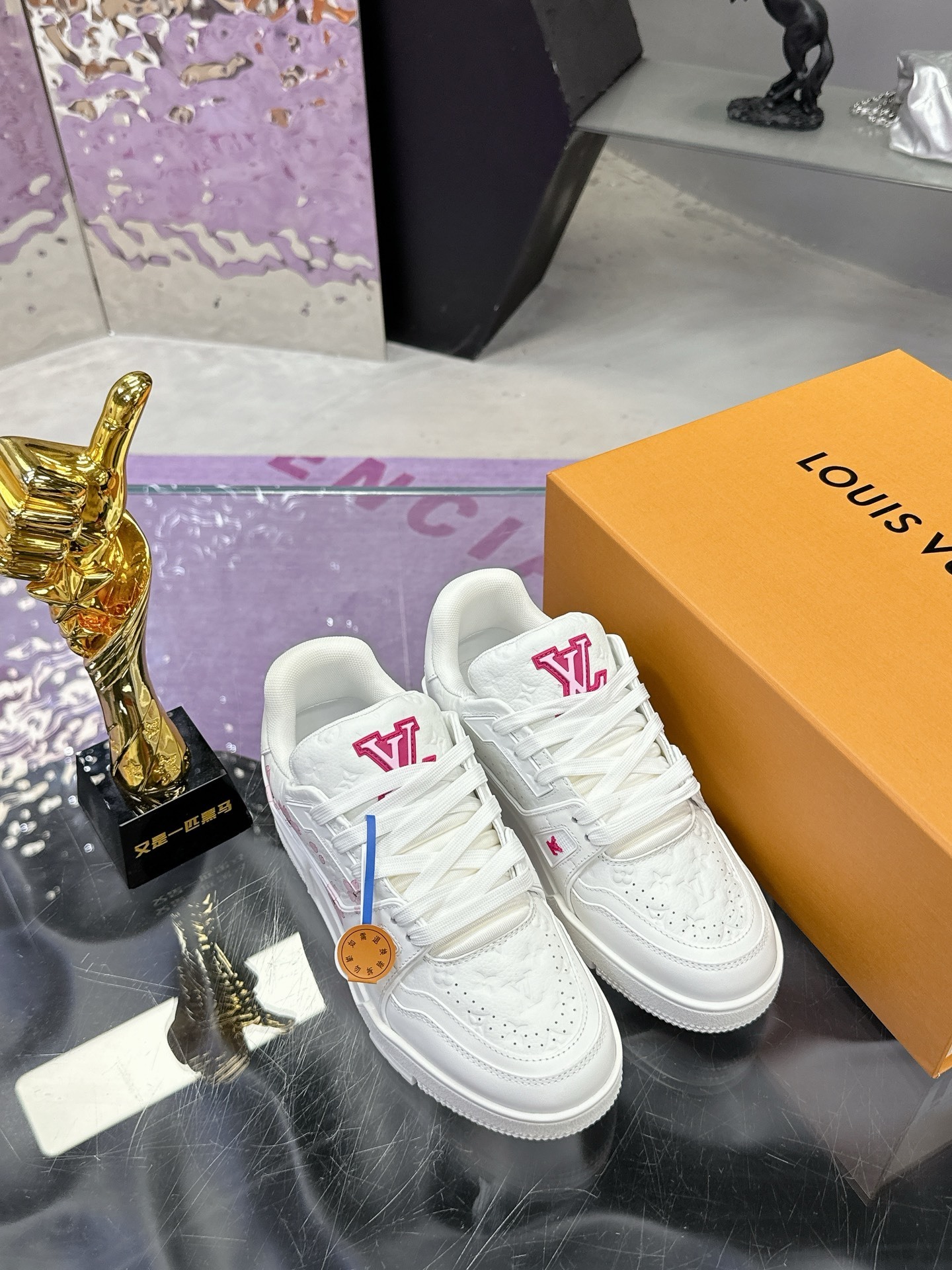 Louis Vuitton LV Trainer White Pink Sakura Cherry Blossom Sneakers