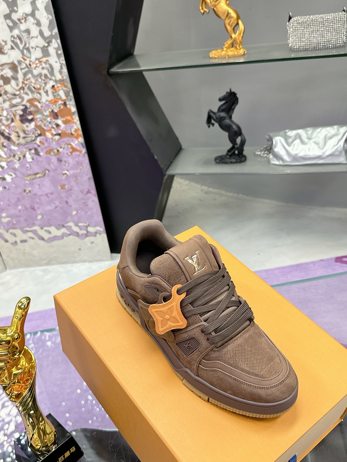 Louis Vuitton LV Trainer Sneaker Brown Leather Luxury Shoes