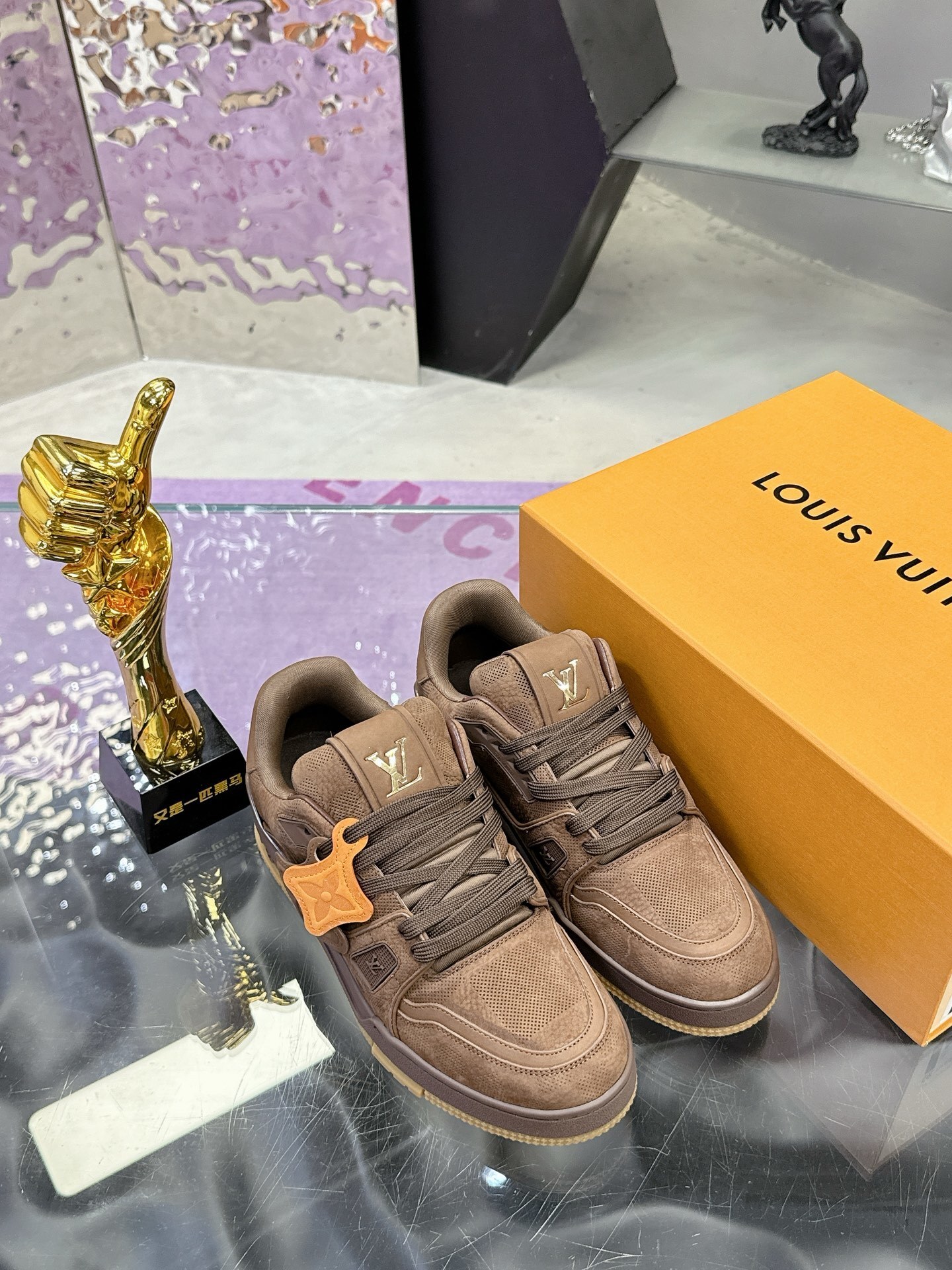 Louis Vuitton LV Trainer Sneaker Brown Leather Luxury Shoes