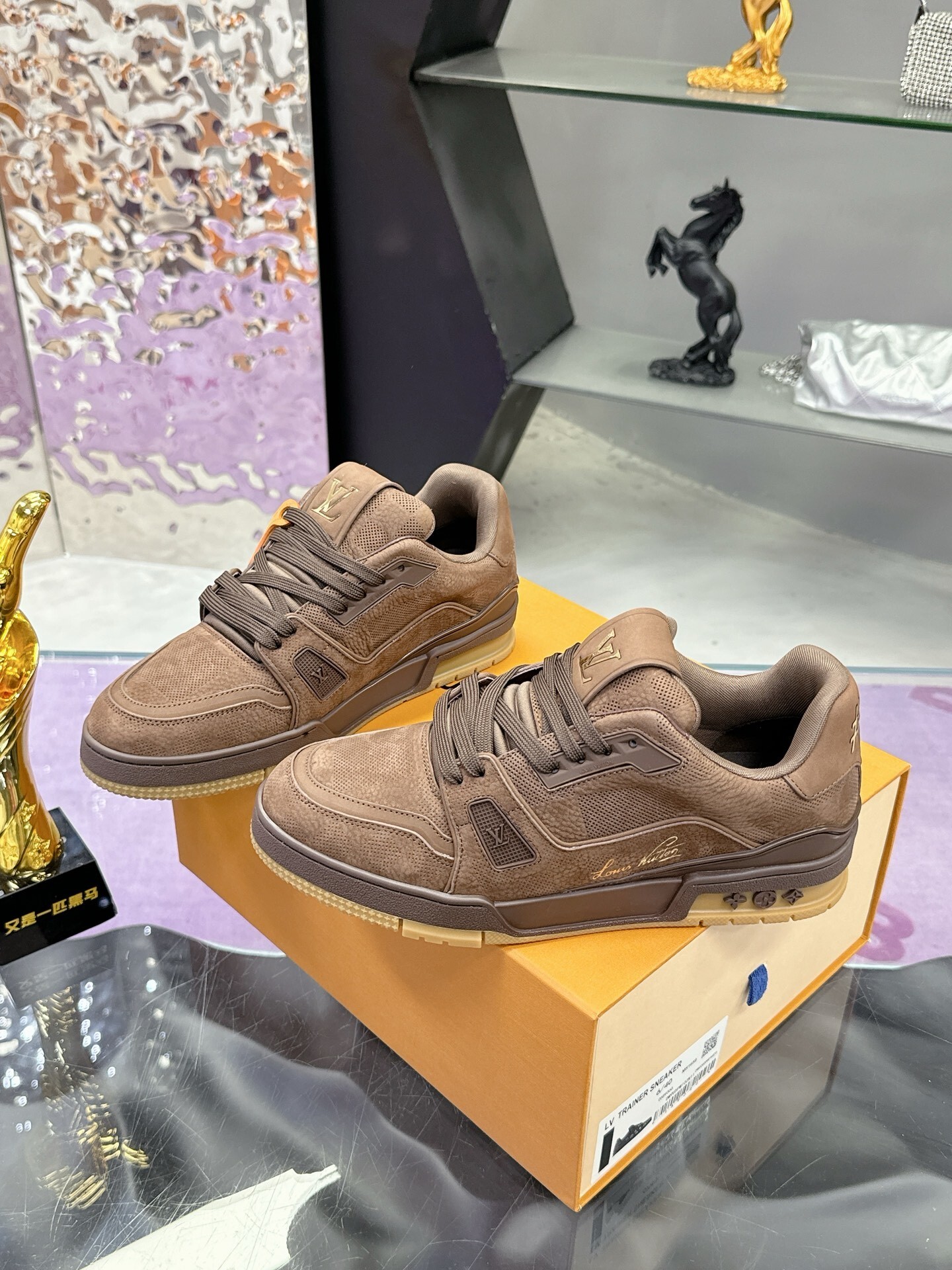 Louis Vuitton LV Trainer Sneaker Brown Leather Luxury Shoes