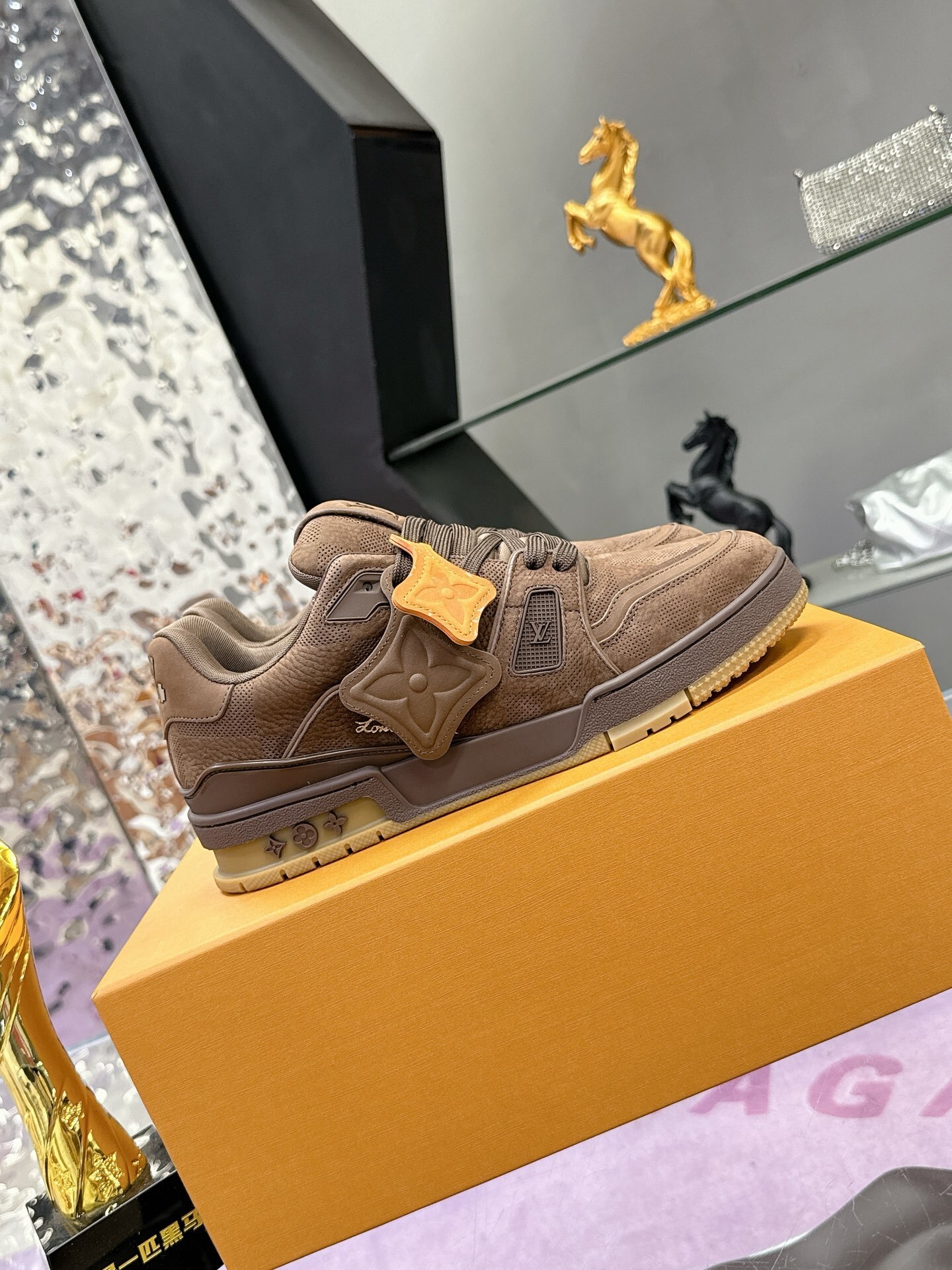 Louis Vuitton LV Trainer Sneaker Brown Leather Luxury Shoes