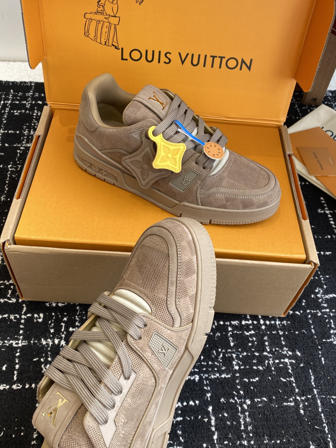 Louis Vuitton LV Trainer Beige Suede Luxury Men's Sneakers