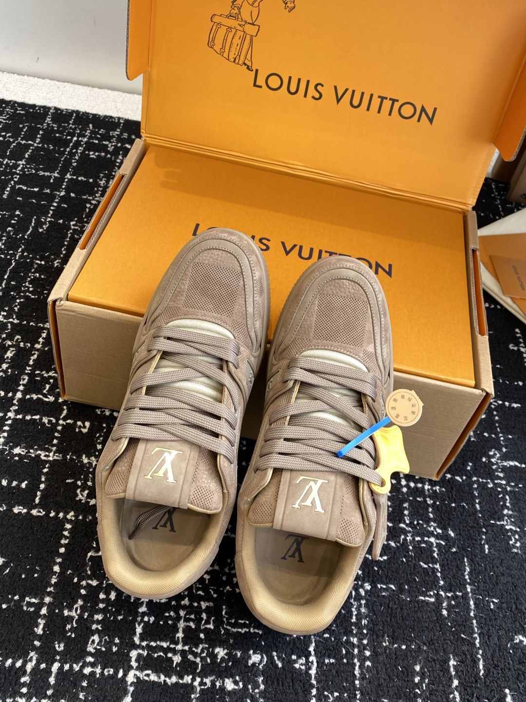 Louis Vuitton LV Trainer Beige Suede Luxury Men's Sneakers