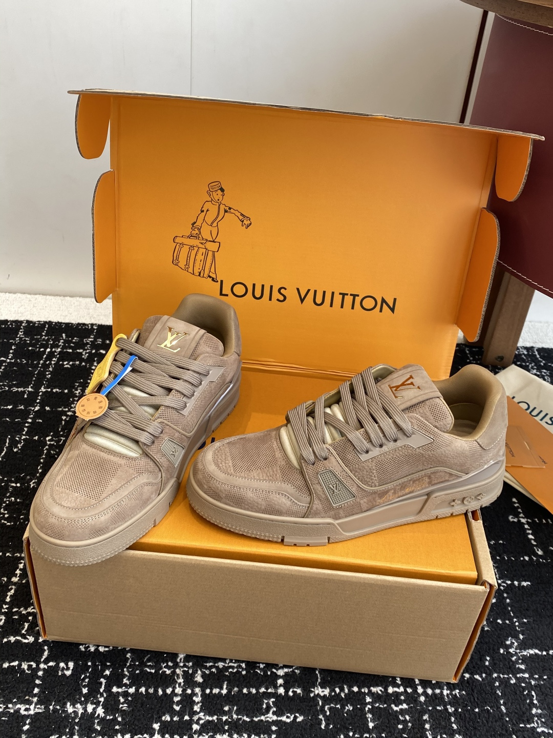 Louis Vuitton LV Trainer Beige Suede Luxury Men's Sneakers