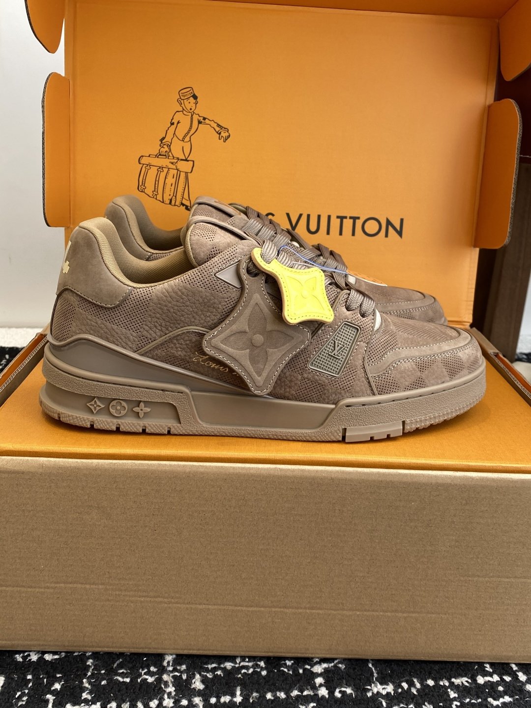 Louis Vuitton LV Trainer Beige Suede Luxury Men's Sneakers