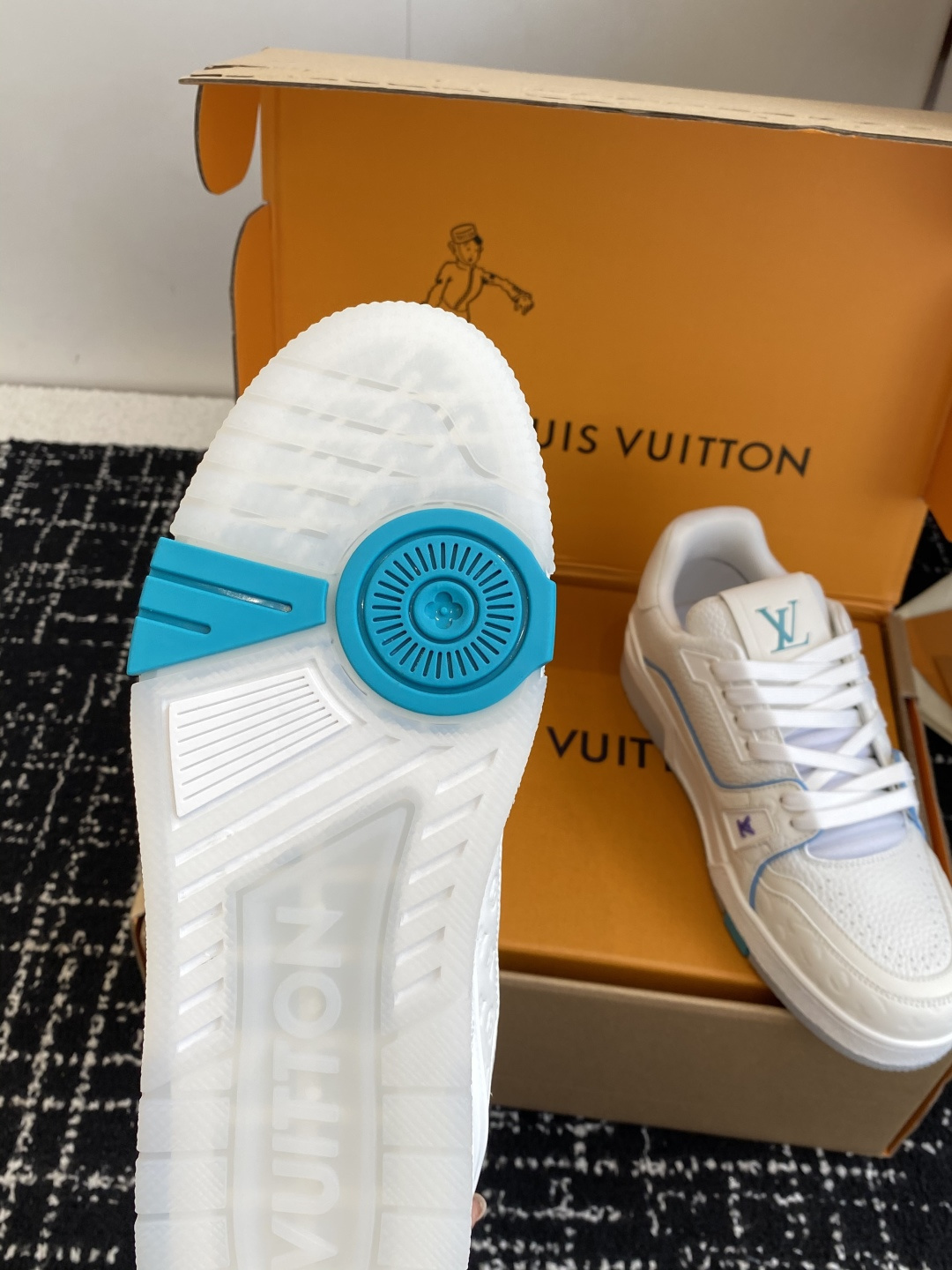 Louis Vuitton LV Trainer White Blue Men's Designer Sneakers