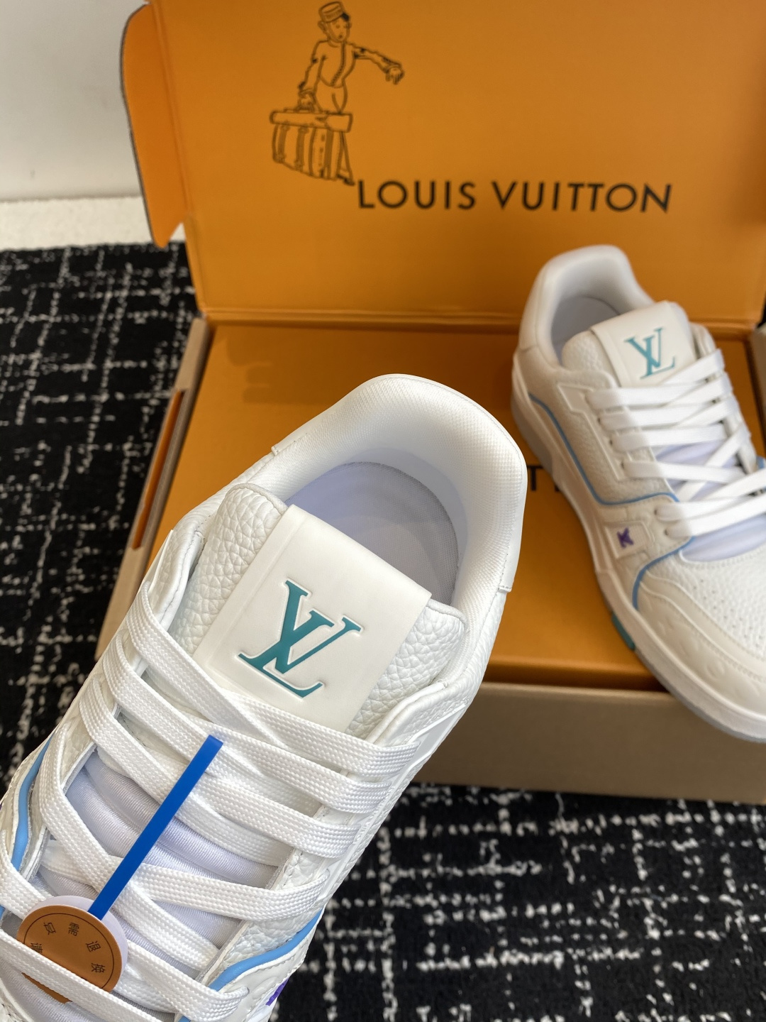 Louis Vuitton LV Trainer White Blue Men's Designer Sneakers