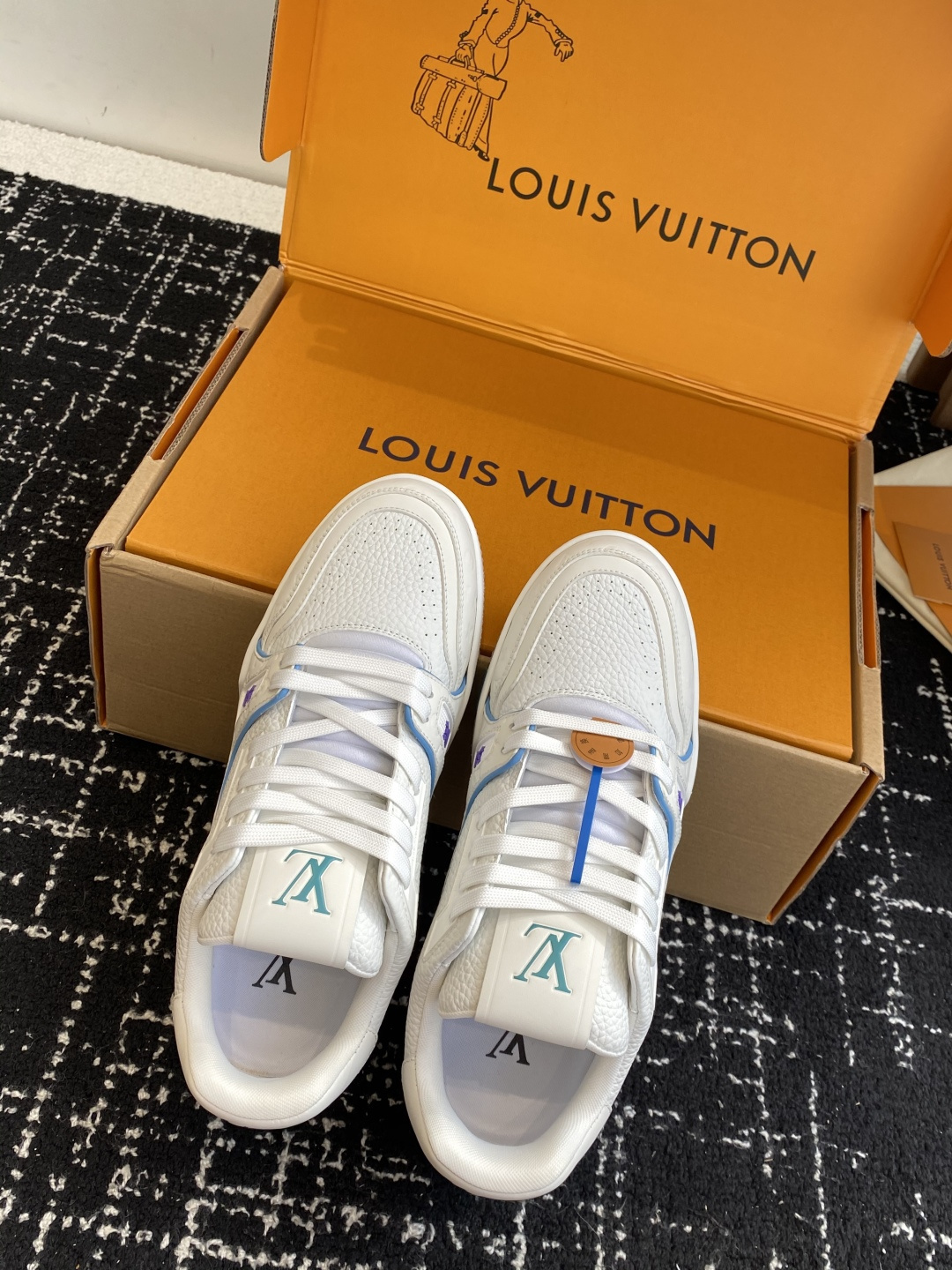 Louis Vuitton LV Trainer White Blue Men's Designer Sneakers