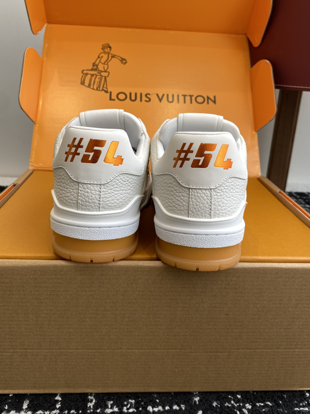 Louis Vuitton LV Trainer Sneaker White Grained Leather with Studs