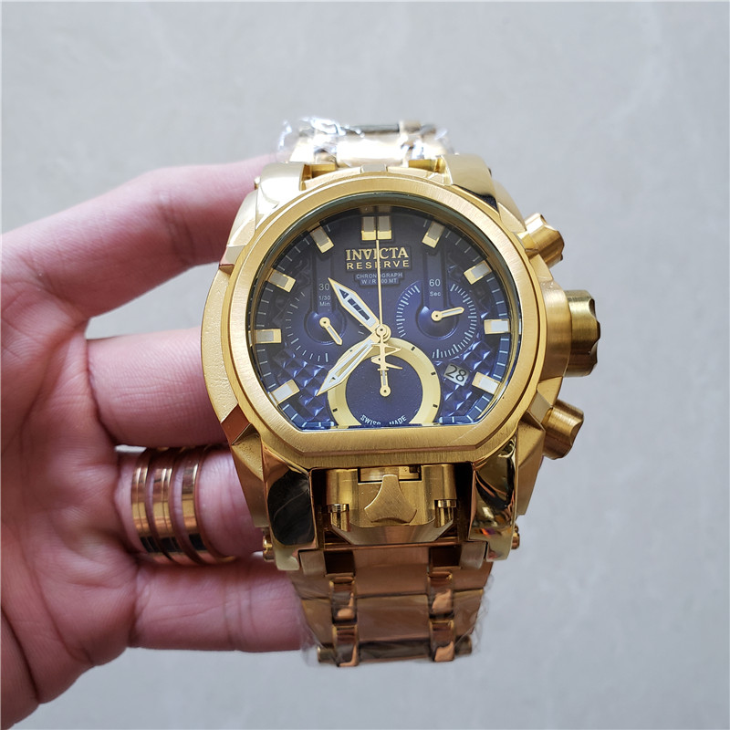 Invicta Gold Blue Chronograph - Invicta Reserve Gold Tone Blue Dial - Image 7