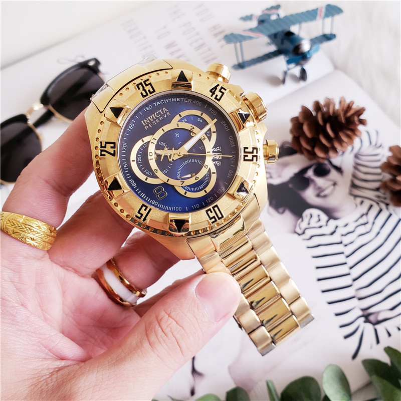 reserve Invicta Gold Blue Chronograph - Invicta Reserve Gold Blue Dial - Image 2
