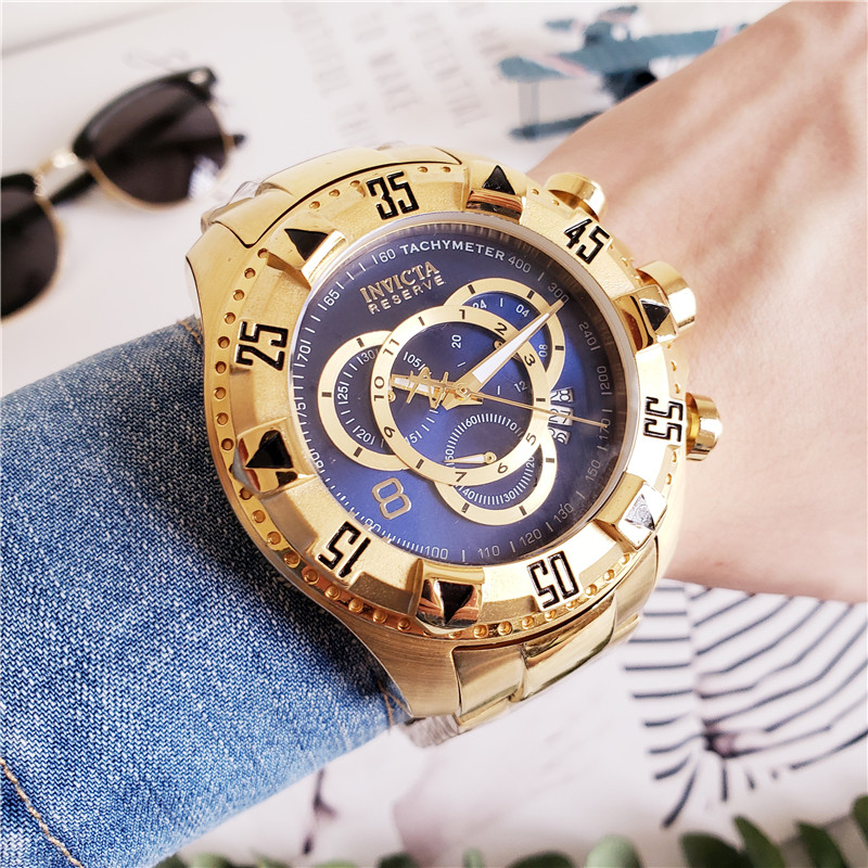 reserve Invicta Gold Blue Chronograph - Invicta Reserve Gold Blue Dial - Image 3