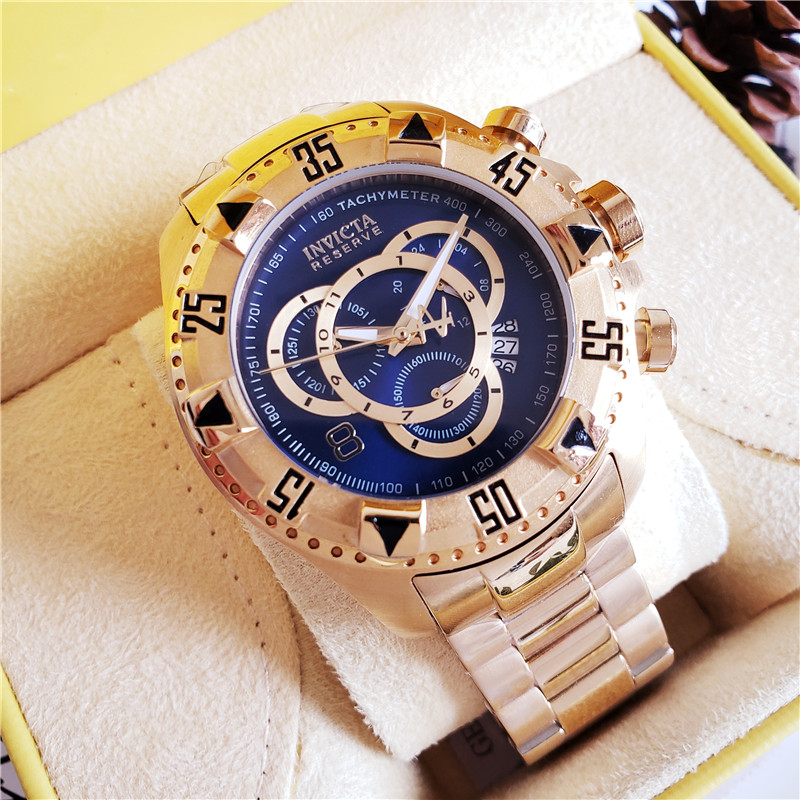 reserve Invicta Gold Blue Chronograph - Invicta Reserve Gold Blue Dial