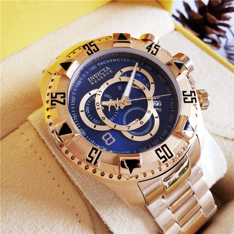 reserve Invicta Gold Blue Chronograph - Invicta Reserve Gold Blue Dial - Image 5