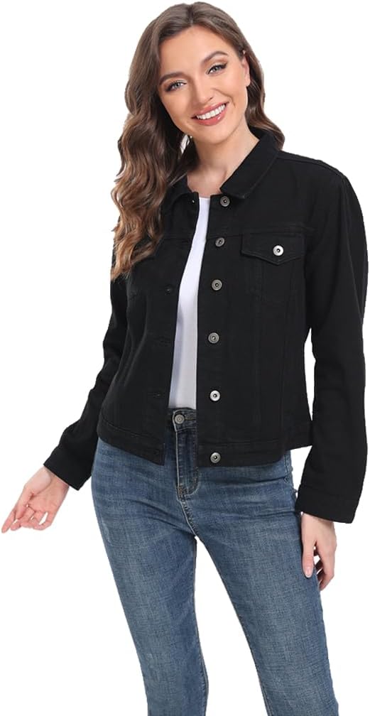 J.Corrine Women’s Denim Jacket Long Sleeves Button Down Shacket Jacket Jean Coat with Pockets