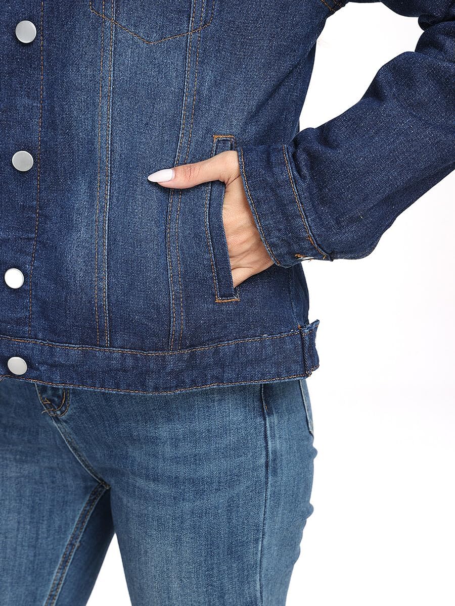 J.Corrine Women’s Denim Jacket Long Sleeves Button Down Shacket Jacket Jean Coat with Pockets