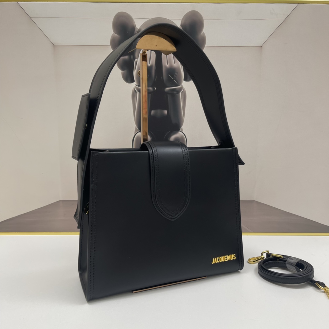 Jacquemus Black Leather Le Bambino 24 Shoulder Bag