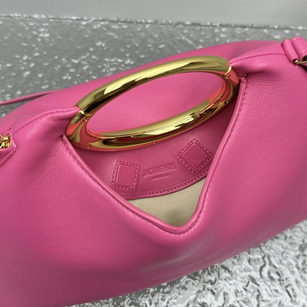 JACQUEMUS Calfskin Le Petit Calino Ring Top Handle Bag Pink 1518419 Jacquemus 01889