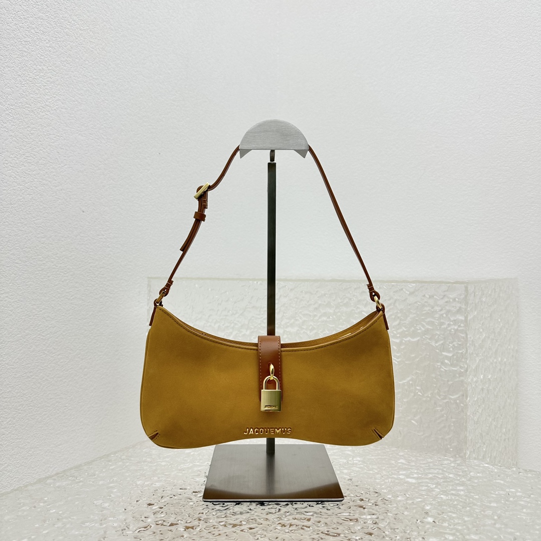 JACQUEMUS Le Bisou Cadenas Suede Bag yellow | Jacquemus 00659