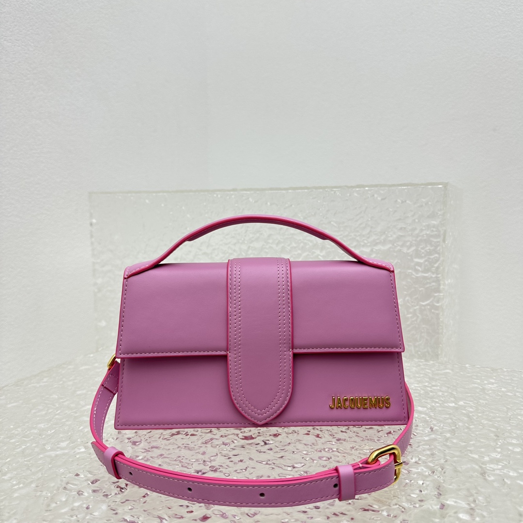 JACQUEMUS Le Grand Bambino bag in neon pink leather |