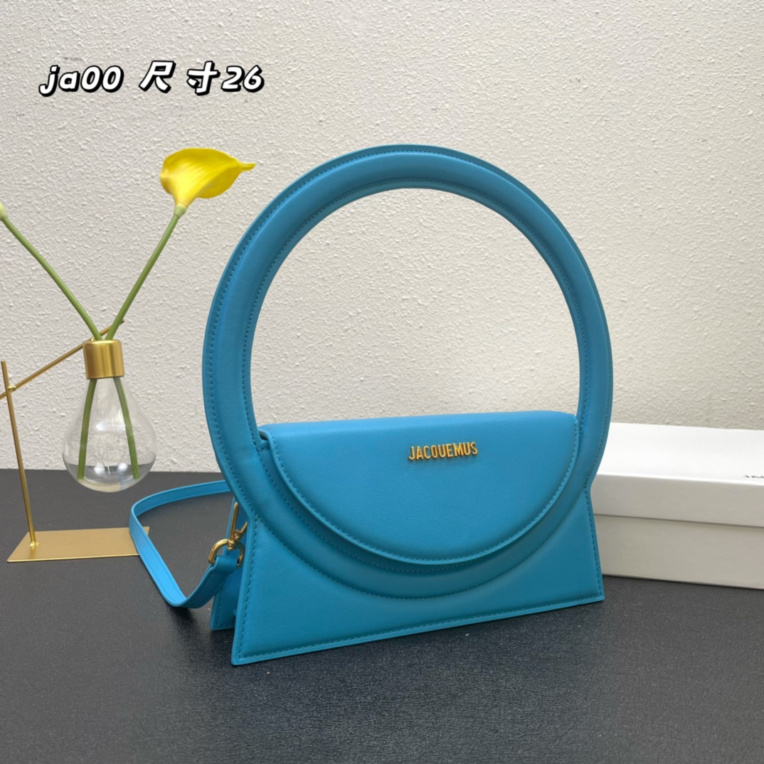 Jacquemus Le Sac Rond Leather Shoulder Bag In Blue