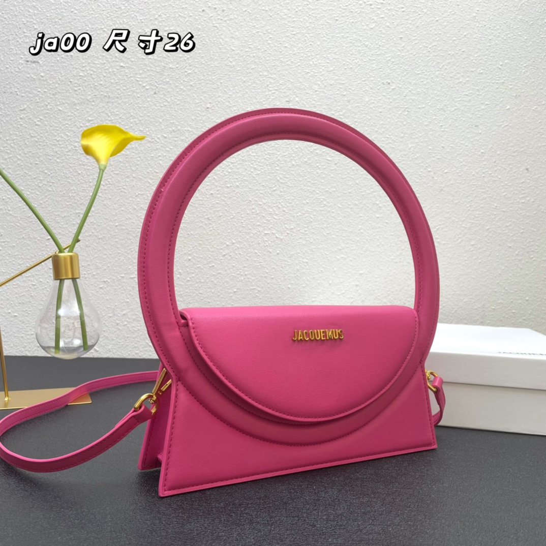 Jacquemus Le Sac Rond Leather Shoulder Bag In pink