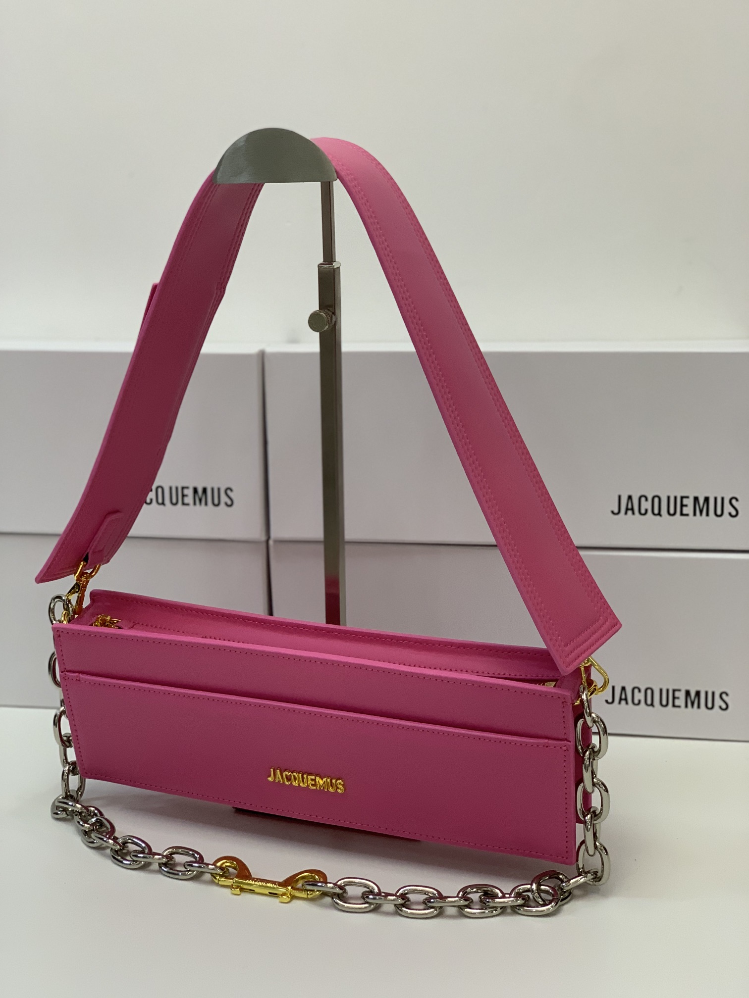 Jacquemus Leather Shoulder Bag - Pink Shoulder Bags, Handbags - WJQ57028