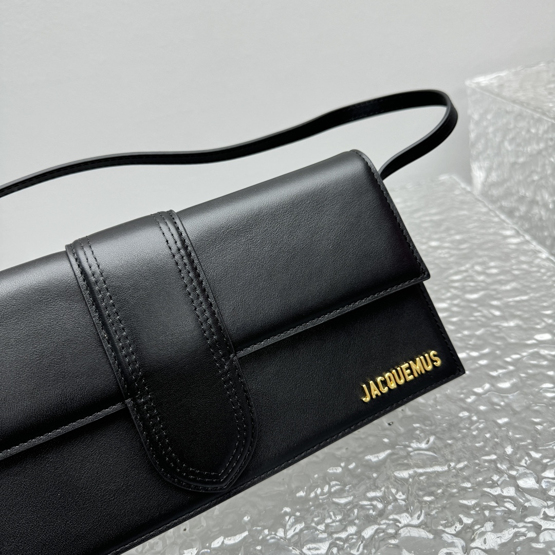Jacquemus Long Le Bambino Leather Top Handle Bag IN BLACK