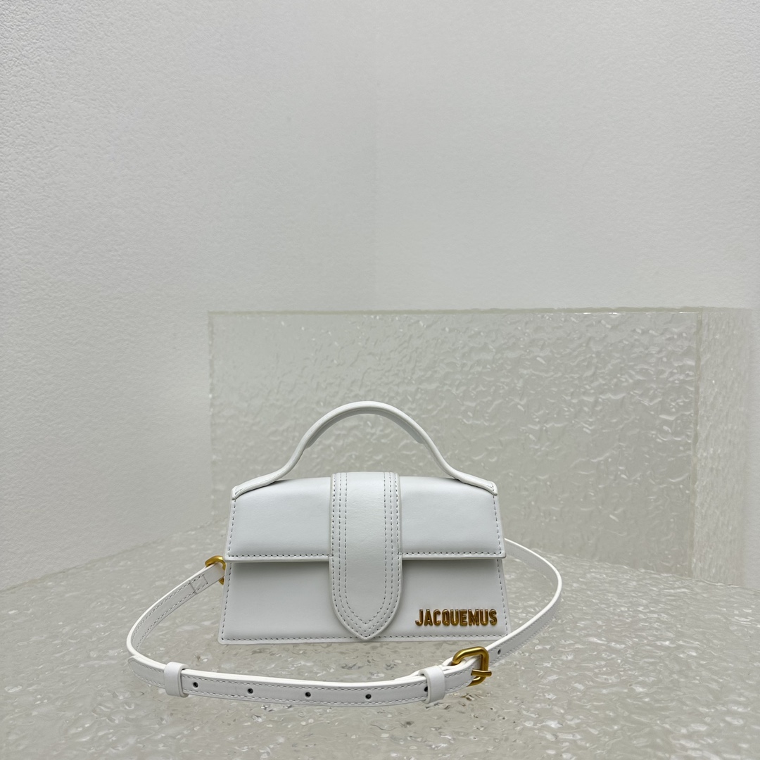 Jacquemus Small The Bambino Leather Tote Bag | White