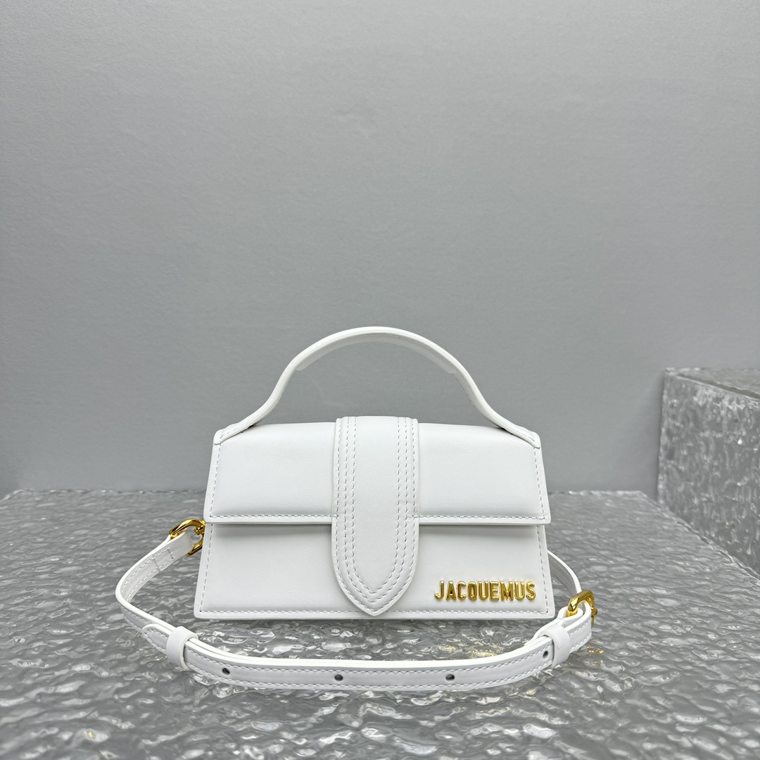 Jacquemus Small The Bambino Leather Tote Bag | White