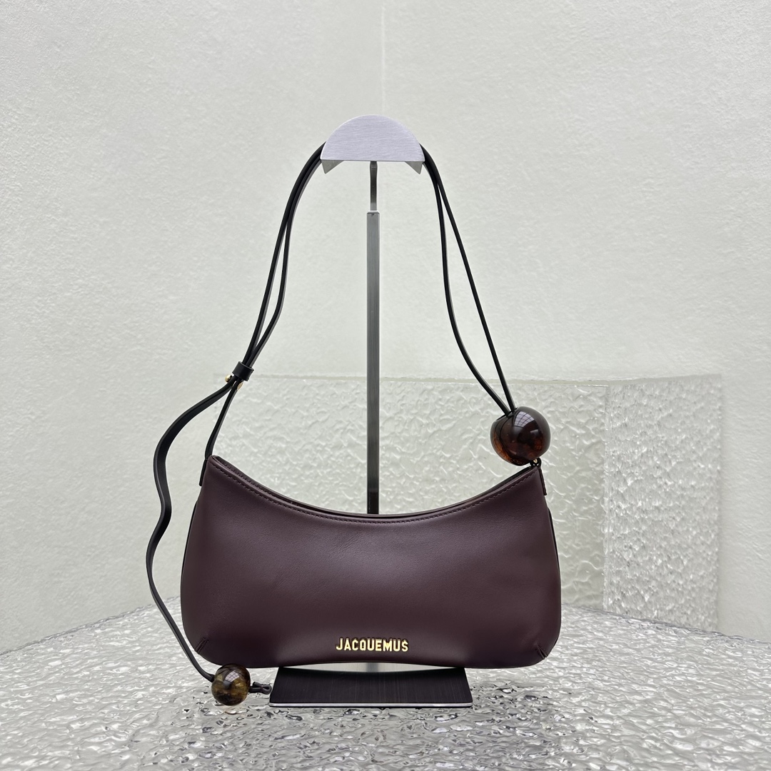 JACQUEMUS Smooth Calfskin Le Bisou Perle Medium Brown Jacquemus 00499